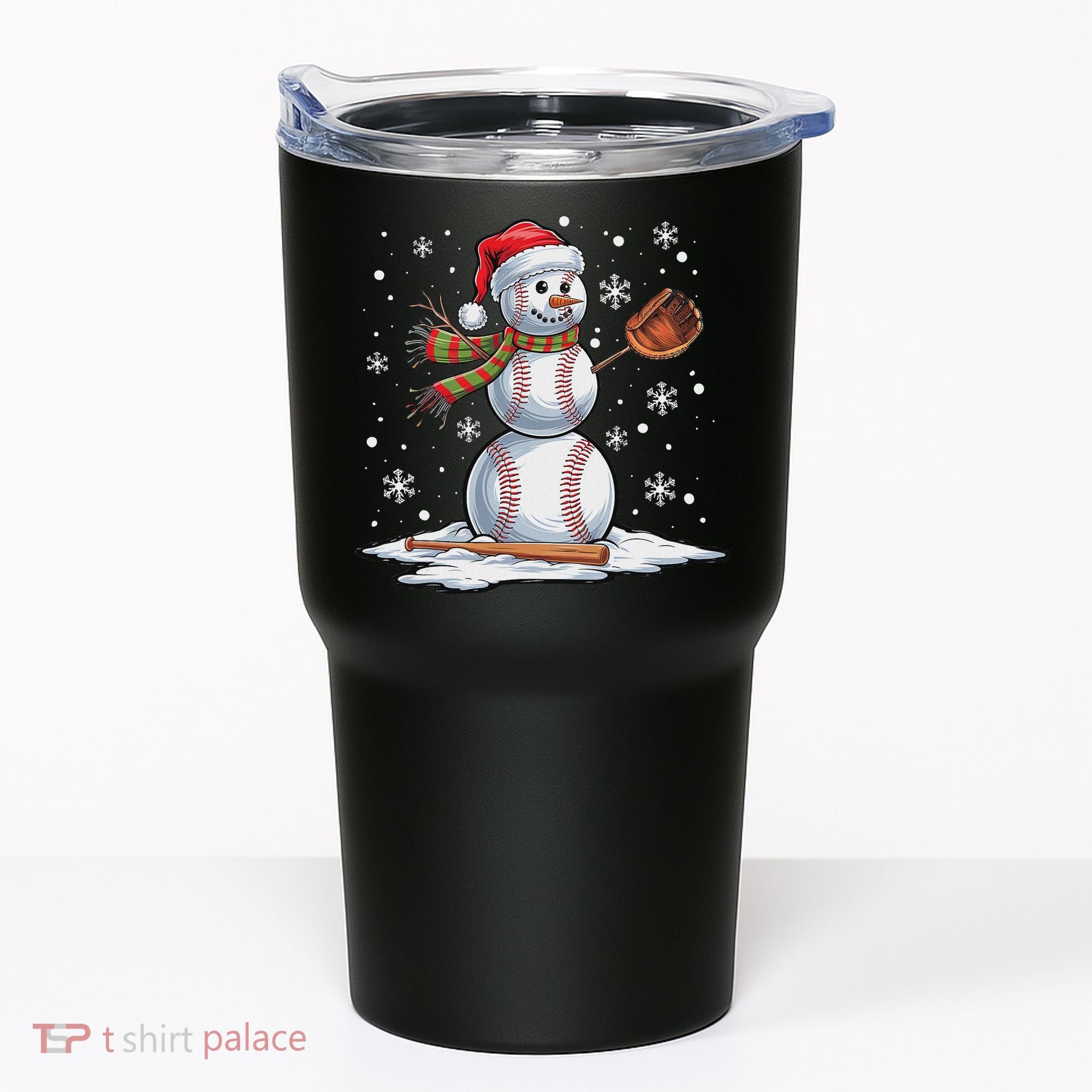 Baseball Snowman Baseball Player Santa Hat Christmas Funny Tumbler