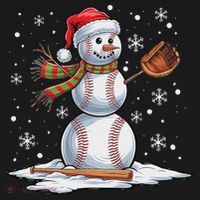 Baseball Snowman Baseball Player Santa Hat Christmas Funny Mousepad thumb 1