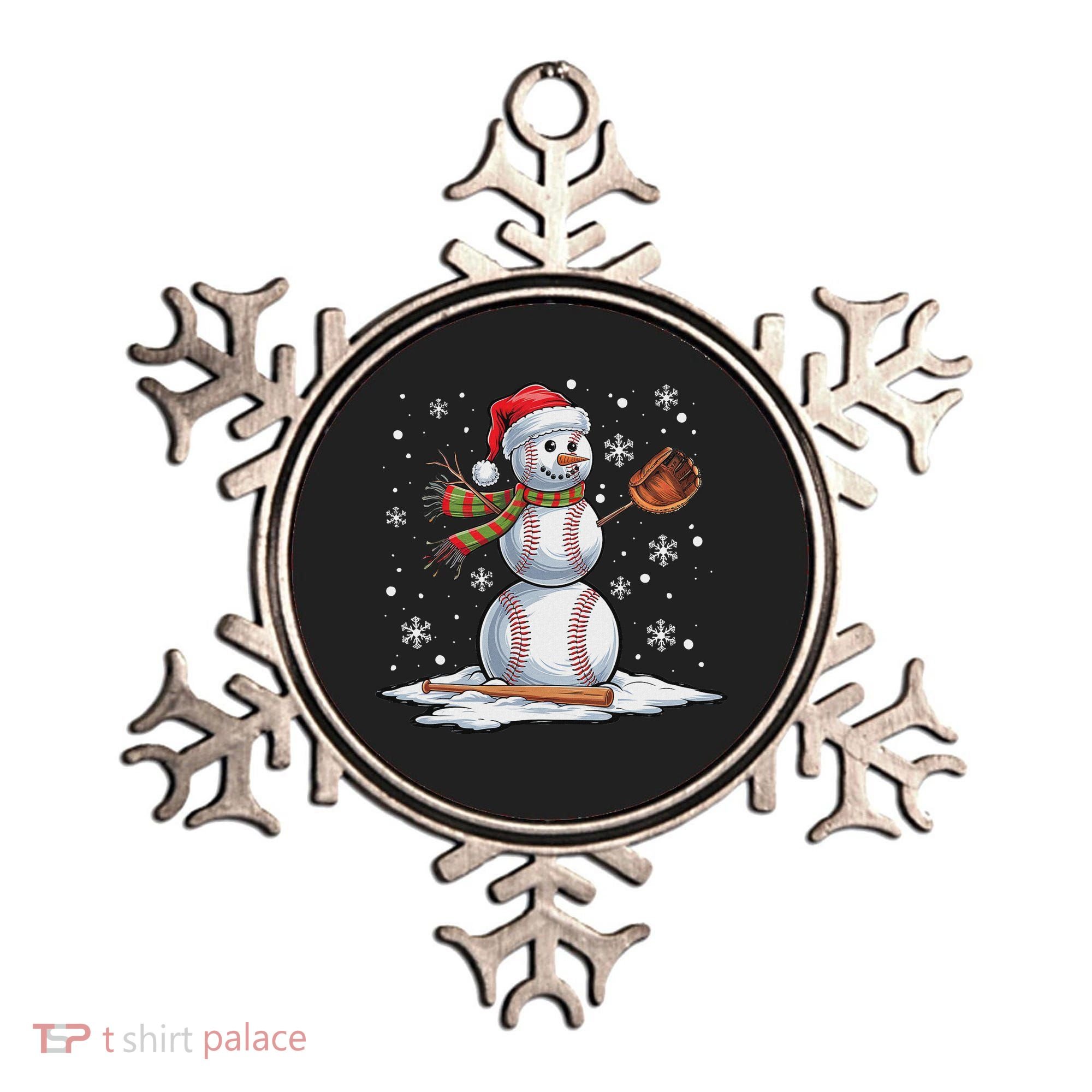 Baseball Snowman Baseball Player Santa Hat Christmas Funny Ornament