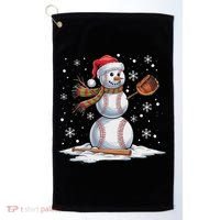 Baseball Snowman Baseball Player Santa Hat Christmas Funny Golf Towel thumb 0