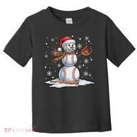 Baseball Snowman Baseball Player Santa Hat Christmas Funny Toddler T-Shirt thumb 0