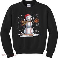 Baseball Snowman Baseball Player Santa Hat Christmas Funny Kids Sweatshirt thumb 0
