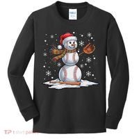 Baseball Snowman Baseball Player Santa Hat Christmas Funny Kids Long Sleeve Shirt thumb 0
