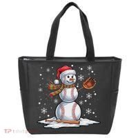 Baseball Snowman Baseball Player Santa Hat Christmas Funny Tote Bag thumb 0