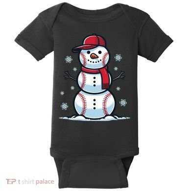 Baseball Snowman Baby Bodysuit