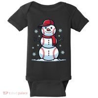 Baseball Snowman Baby Bodysuit thumb 0