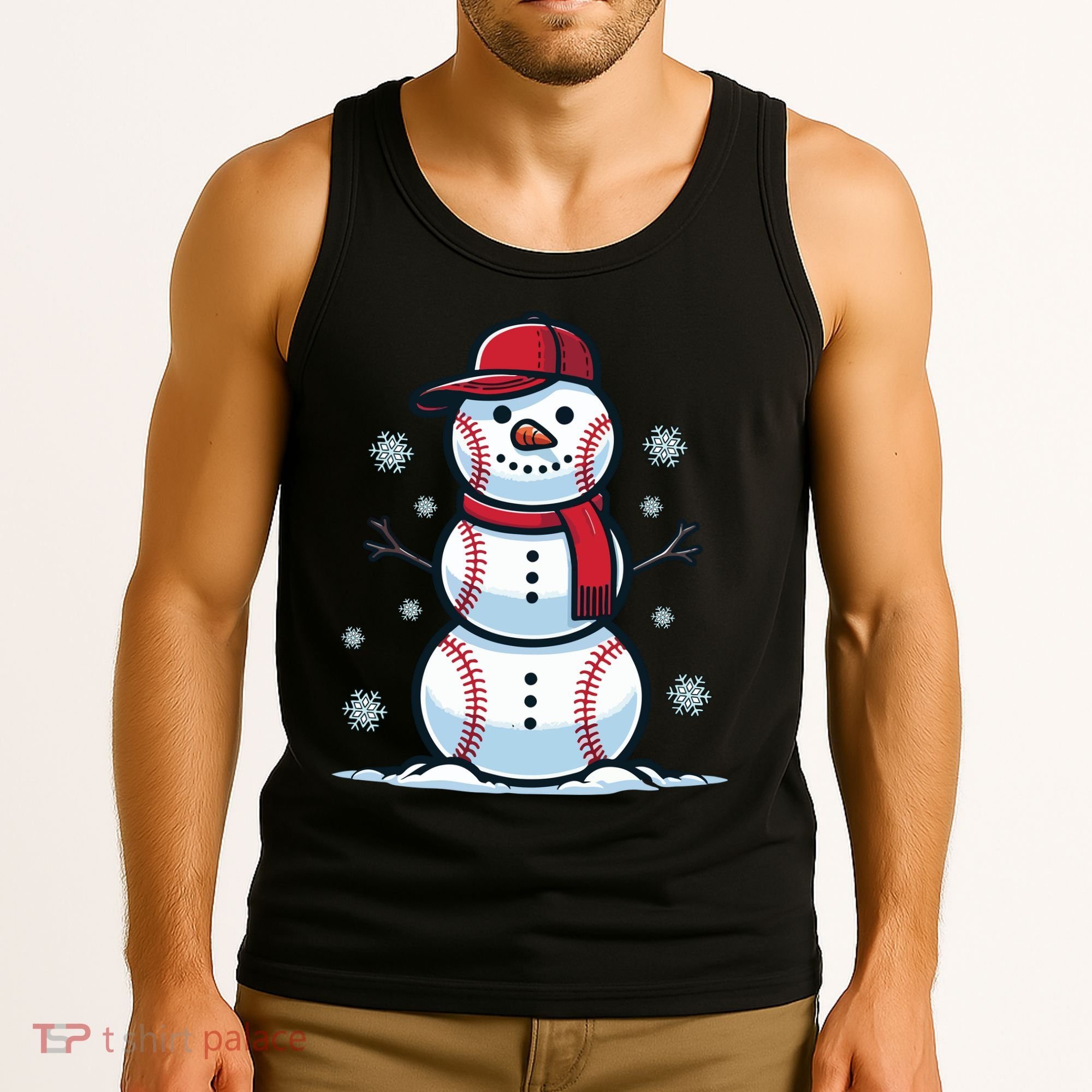 Baseball Snowman Tank Top
