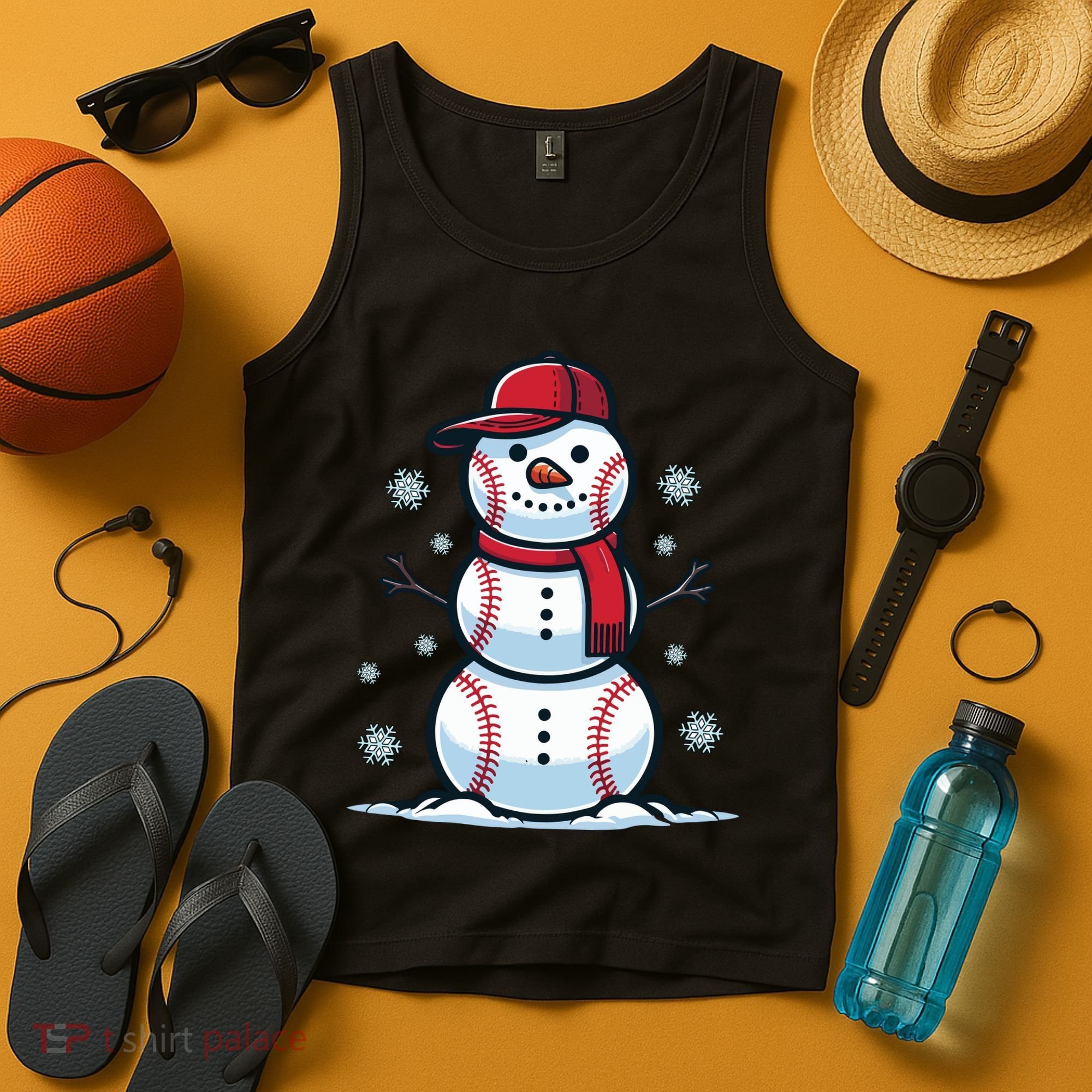 Baseball Snowman Tank Top