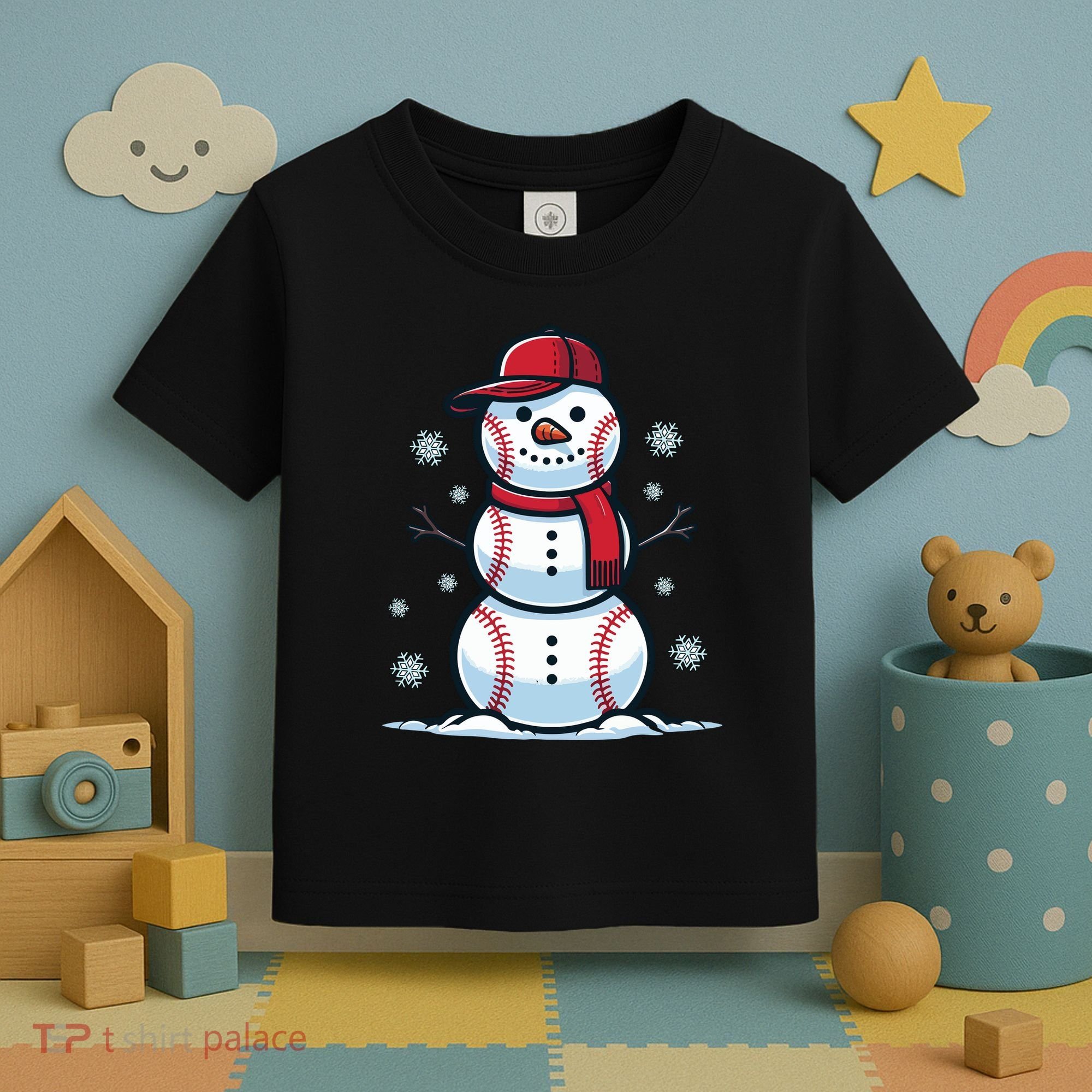 Baseball Snowman Toddler T-Shirt
