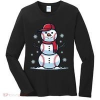 Baseball Snowman Women's Long Sleeve Shirt thumb 0