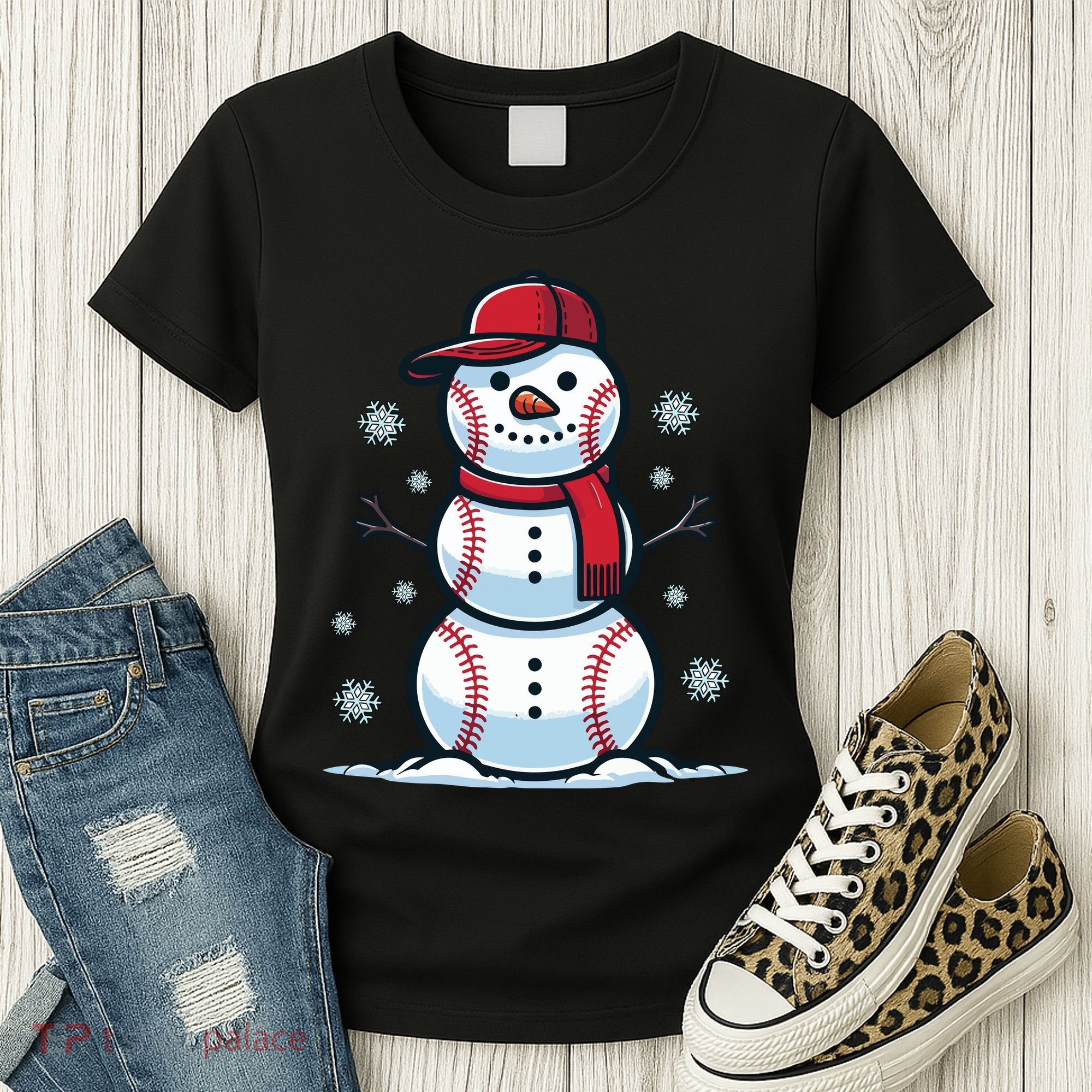 Baseball Snowman Women's T-Shirt