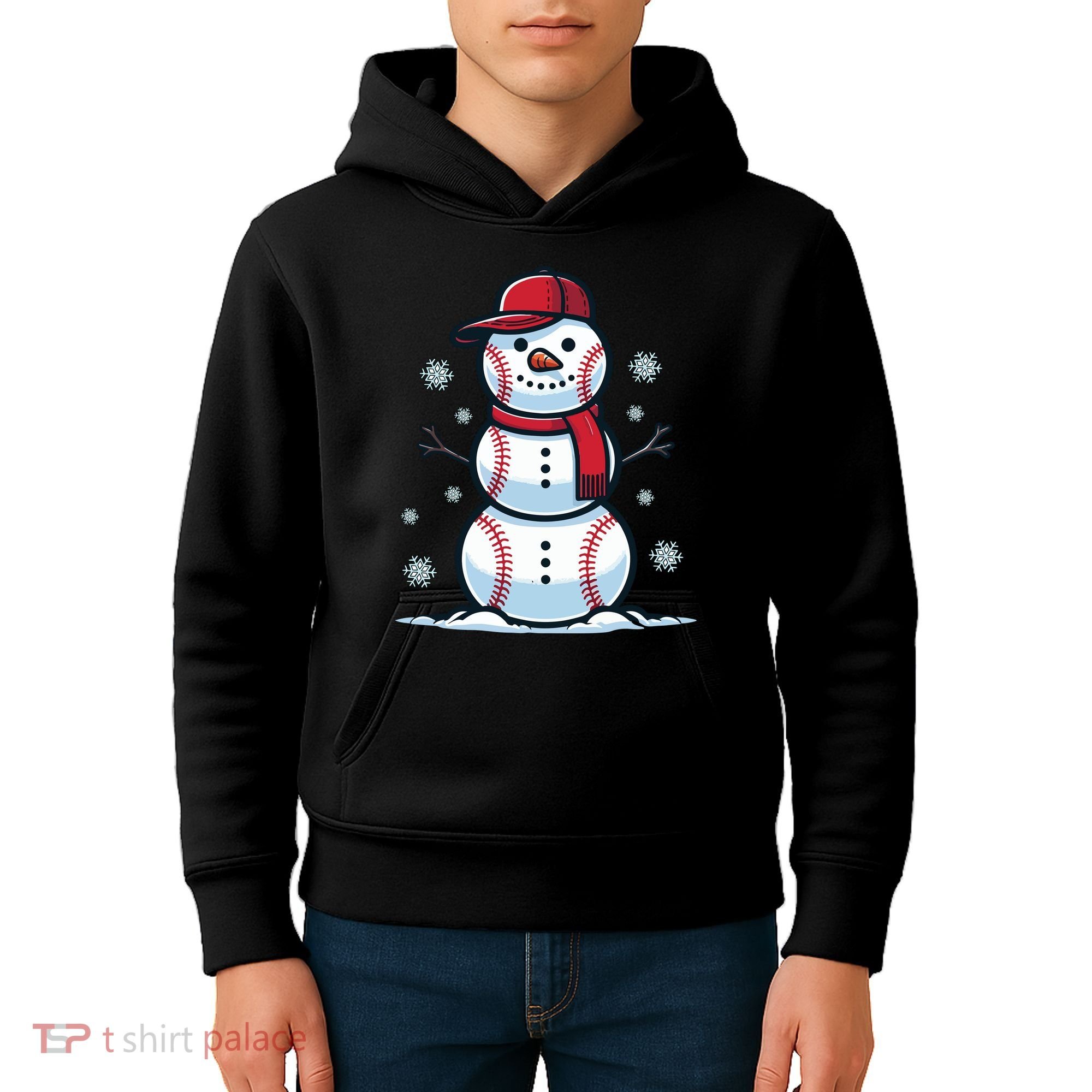 Baseball Snowman Kids Hoodie