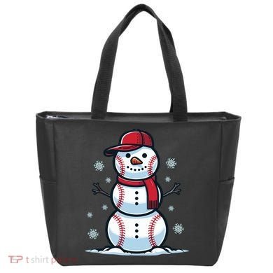 Baseball Snowman Tote Bag