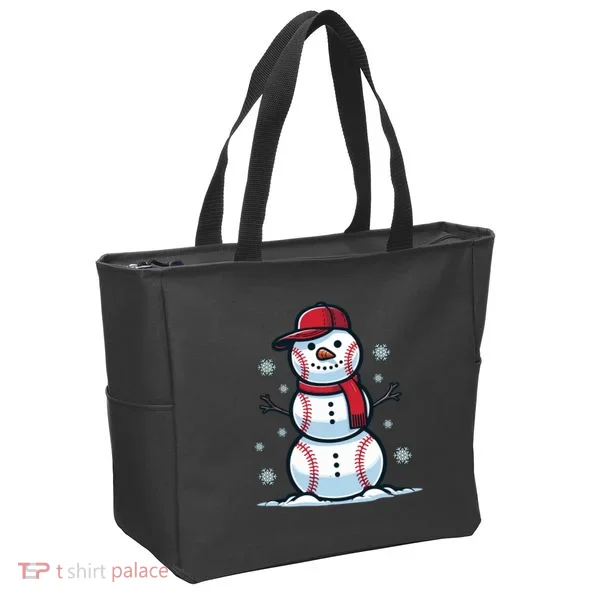 Baseball Snowman Tote Bag