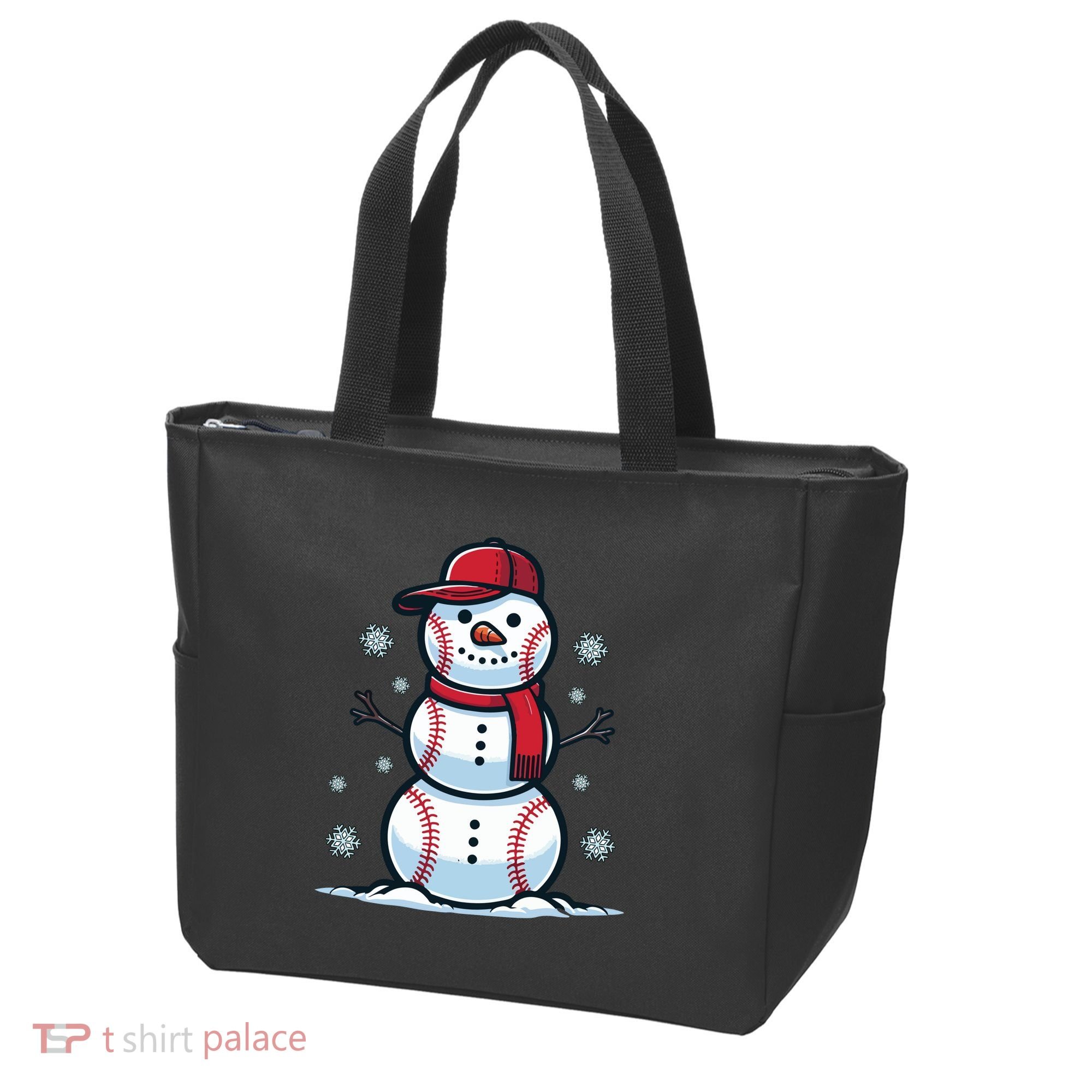 Baseball Snowman Tote Bag