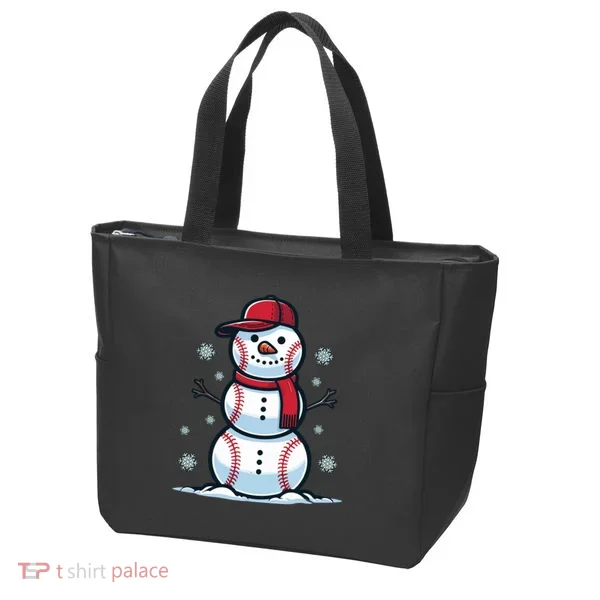 Baseball Snowman Tote Bag