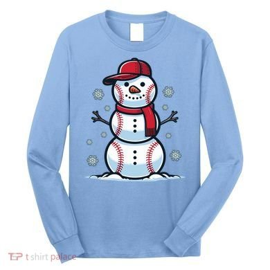 Baseball Snowman Long Sleeve Shirt