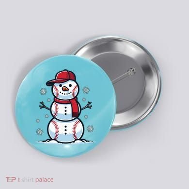 Baseball Snowman Button