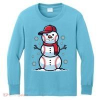 Baseball Snowman Kids Long Sleeve Shirt thumb 0