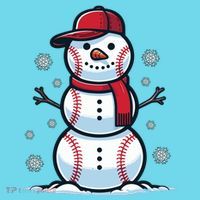 Baseball Snowman Kids Long Sleeve Shirt thumb 2
