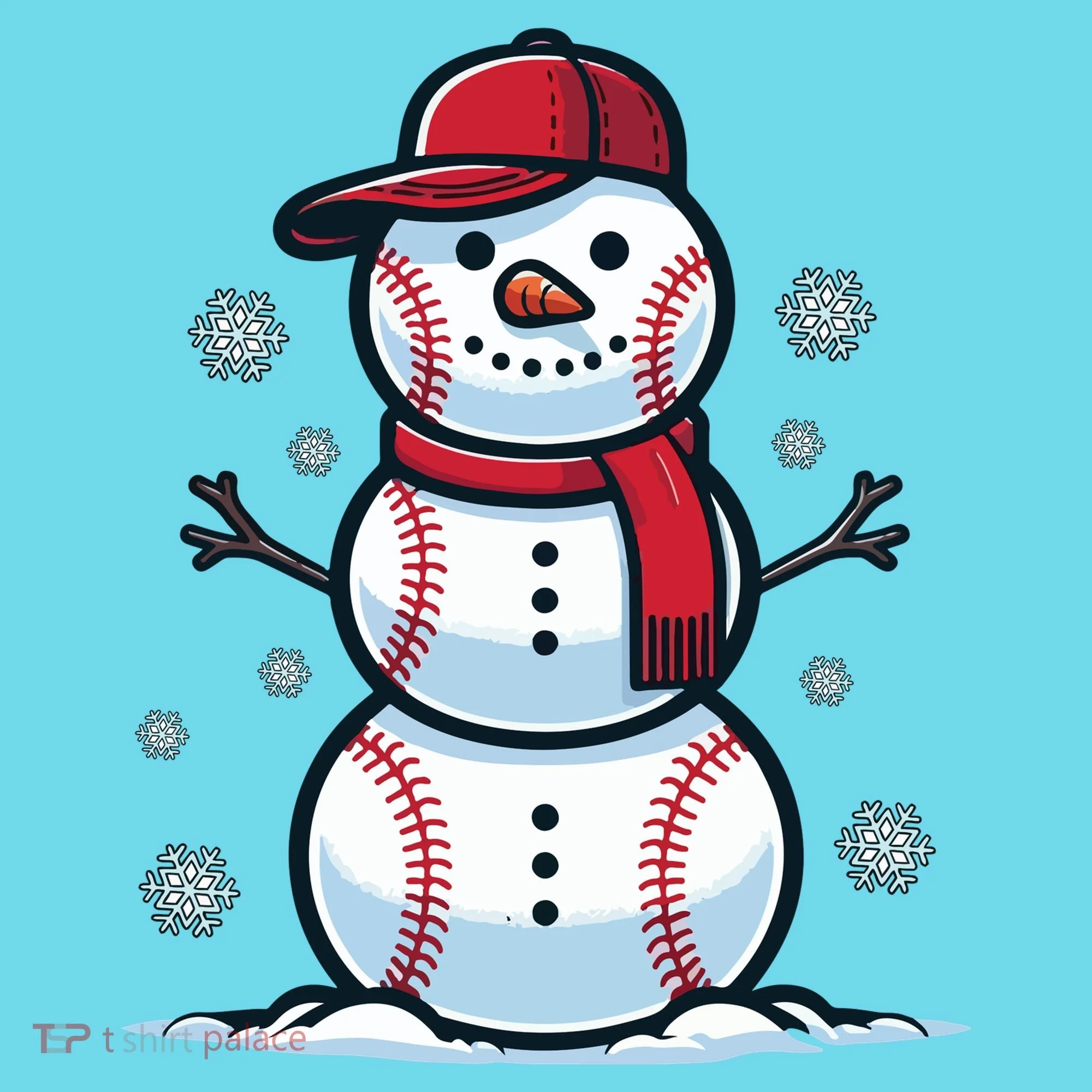 Baseball Snowman Kids Long Sleeve Shirt