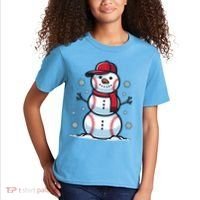 Baseball Snowman Kids T-Shirt thumb 2