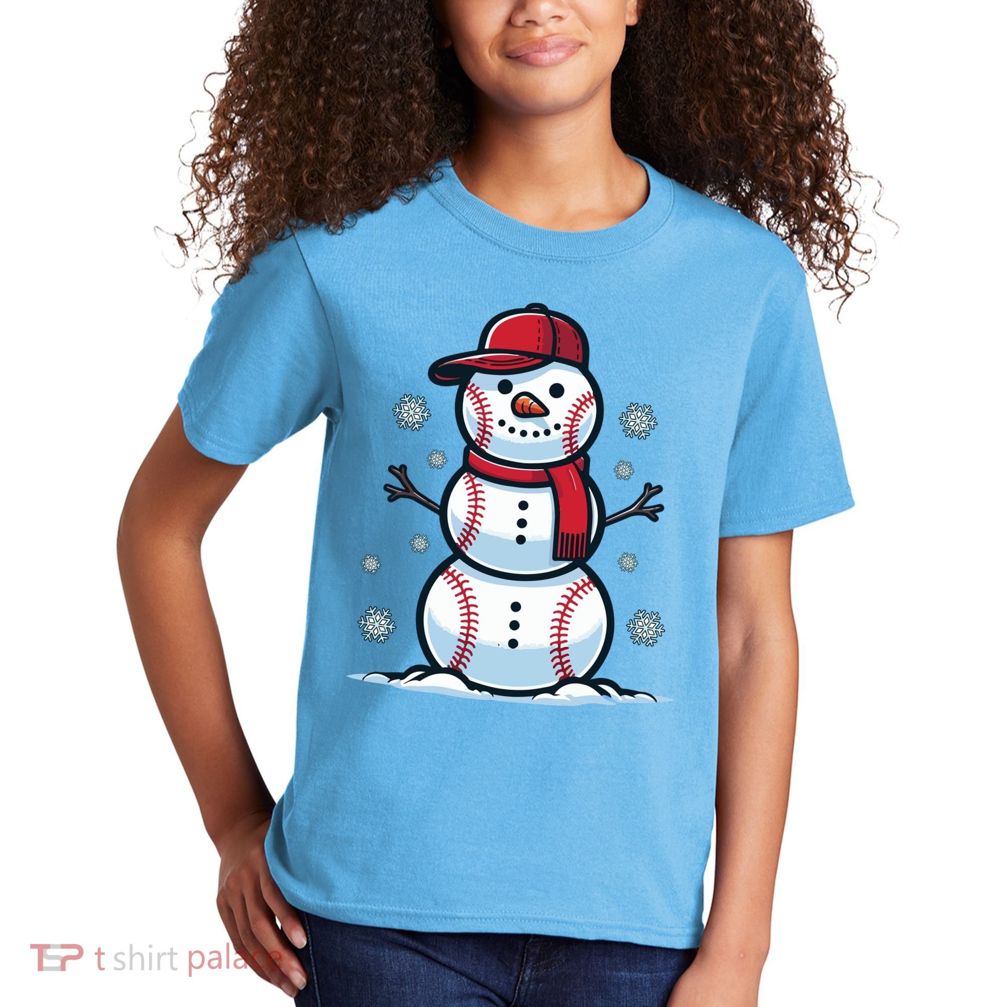 Baseball Snowman Kids T-Shirt