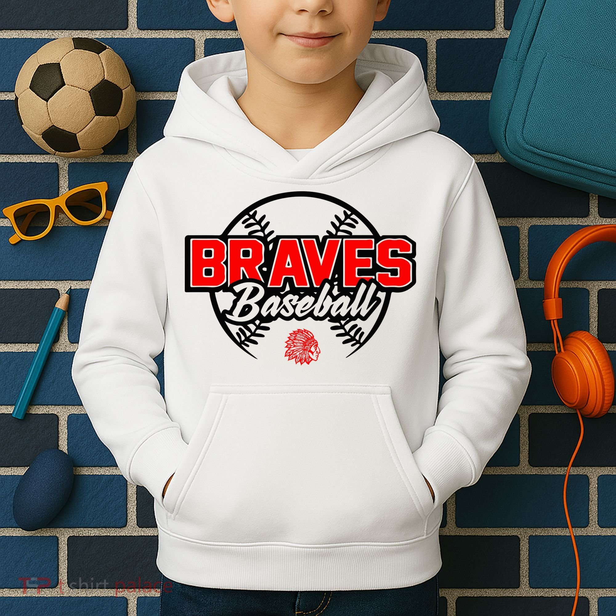 Baseball Sport Braves Baseball Kids Hoodie
