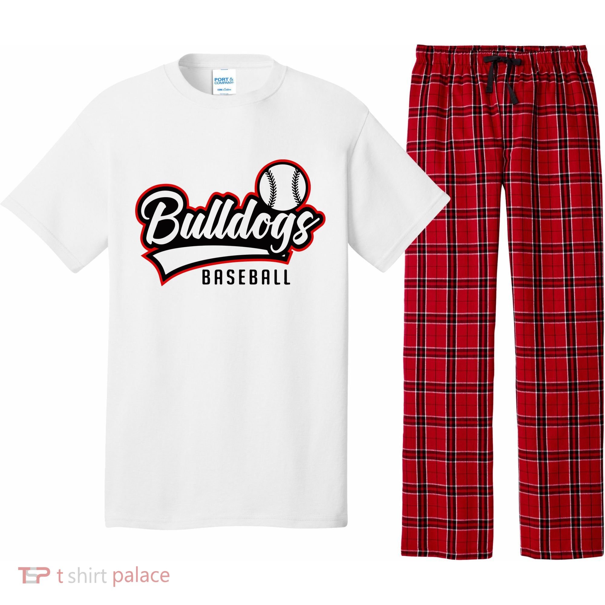 Baseball Sport Bulldog Baseball Pajama Set