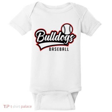 Baseball Sport Bulldog Baseball Baby Bodysuit