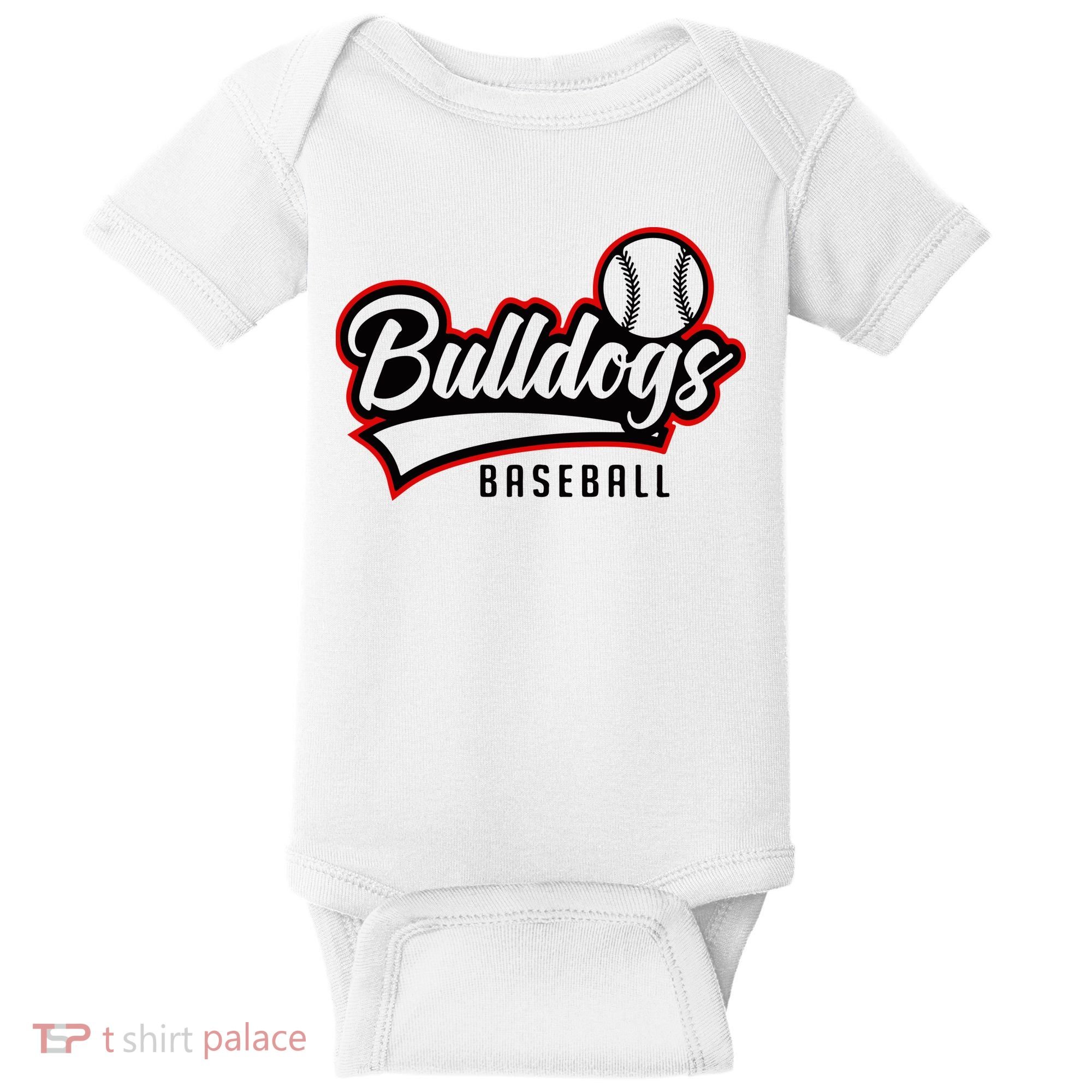 Baseball Sport Bulldog Baseball Baby Bodysuit