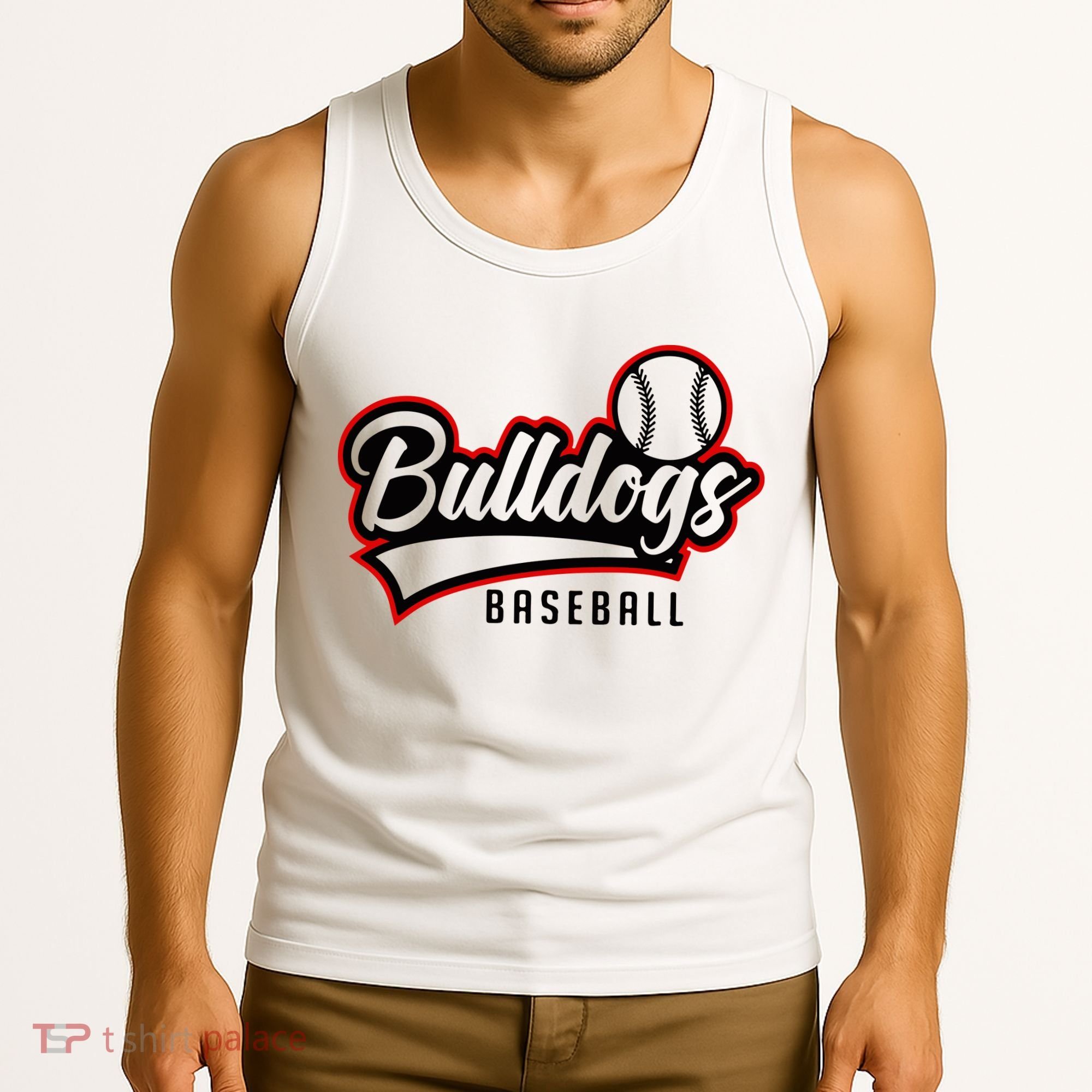 Baseball Sport Bulldog Baseball Tank Top