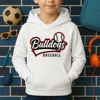 Baseball Sport Bulldog Baseball Kids Hoodie thumb 2