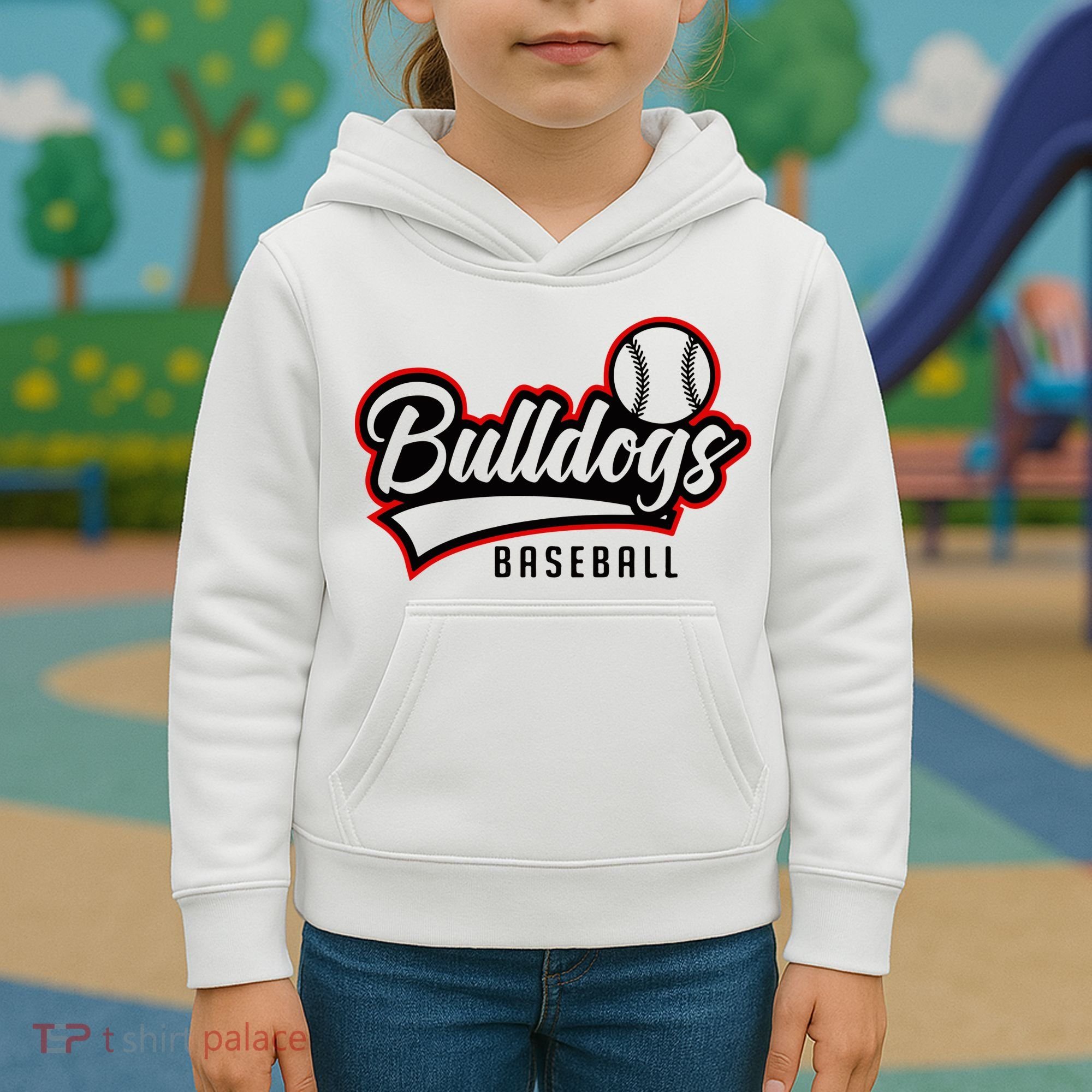 Baseball Sport Bulldog Baseball Kids Hoodie
