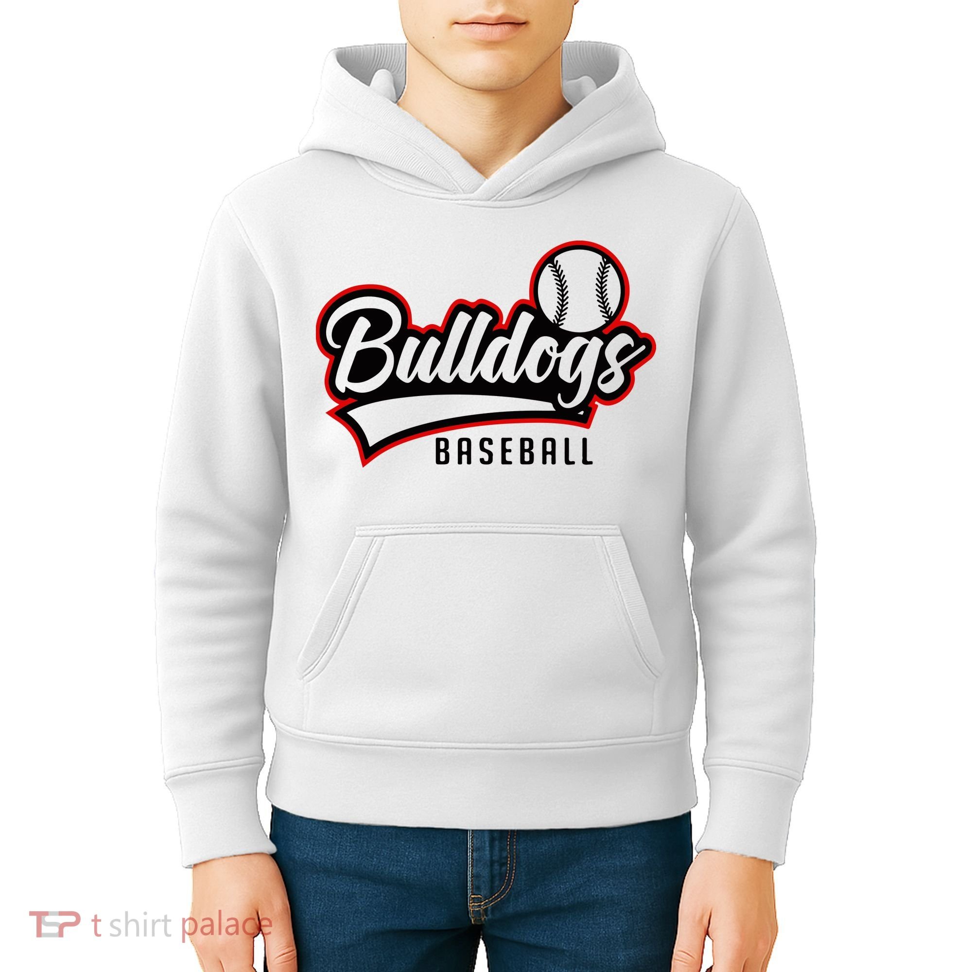 Baseball Sport Bulldog Baseball Kids Hoodie