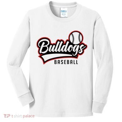 Baseball Sport Bulldog Baseball Kids Long Sleeve Shirt