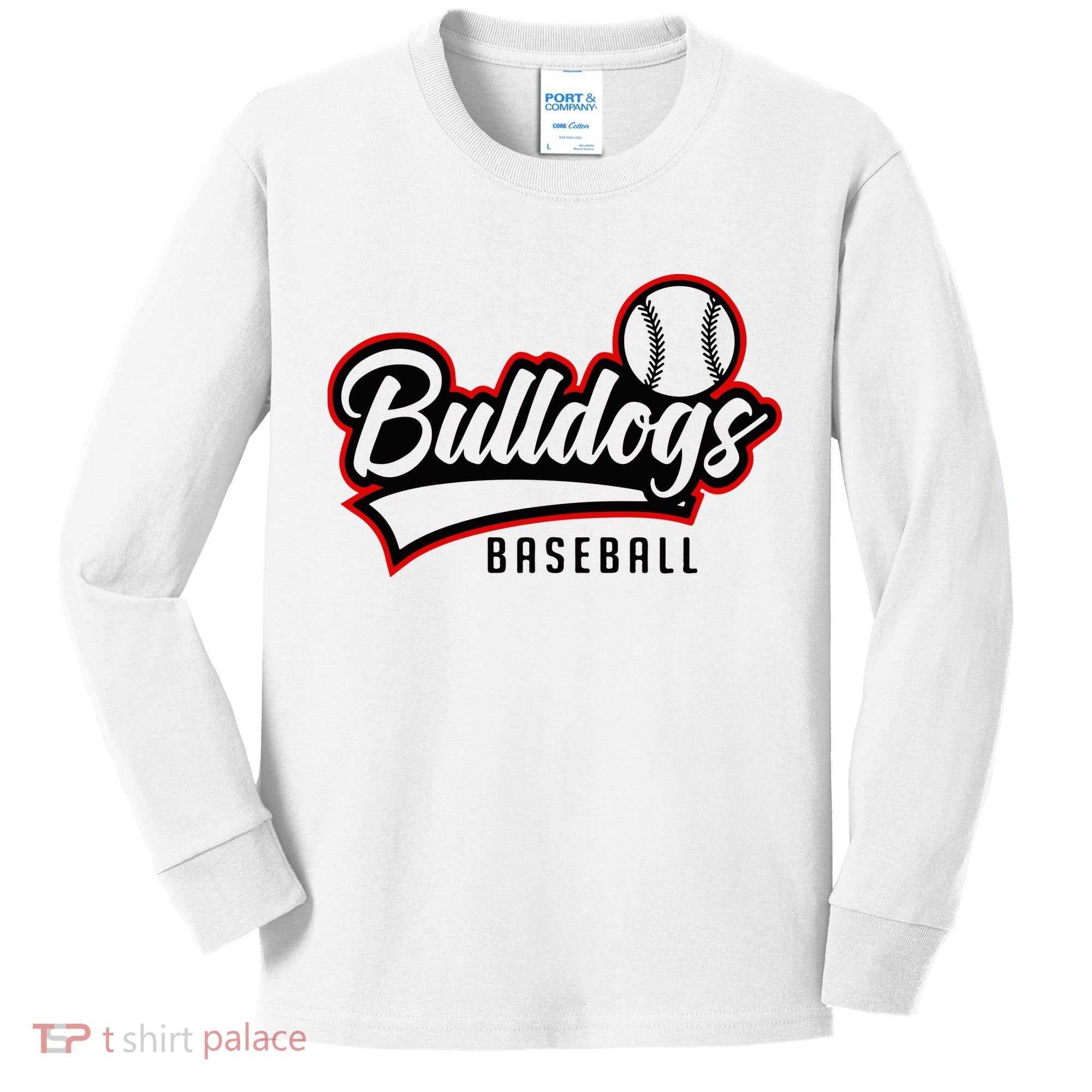 Baseball Sport Bulldog Baseball Kids Long Sleeve Shirt