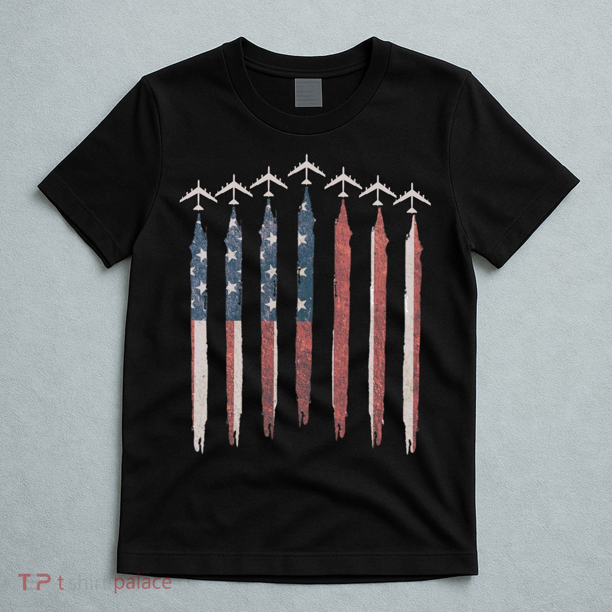B-52 Stratofortress Bomber Airplane USA Patriotic Flag T-Shirt