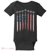 B-52 Stratofortress Bomber Airplane USA Patriotic Flag Baby Bodysuit thumb 0