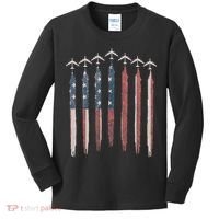 B-52 Stratofortress Bomber Airplane USA Patriotic Flag Kids Long Sleeve Shirt thumb 0