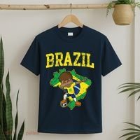 Brazil Soccer Boy Brazilian Football Dabbing T-Shirt thumb 2