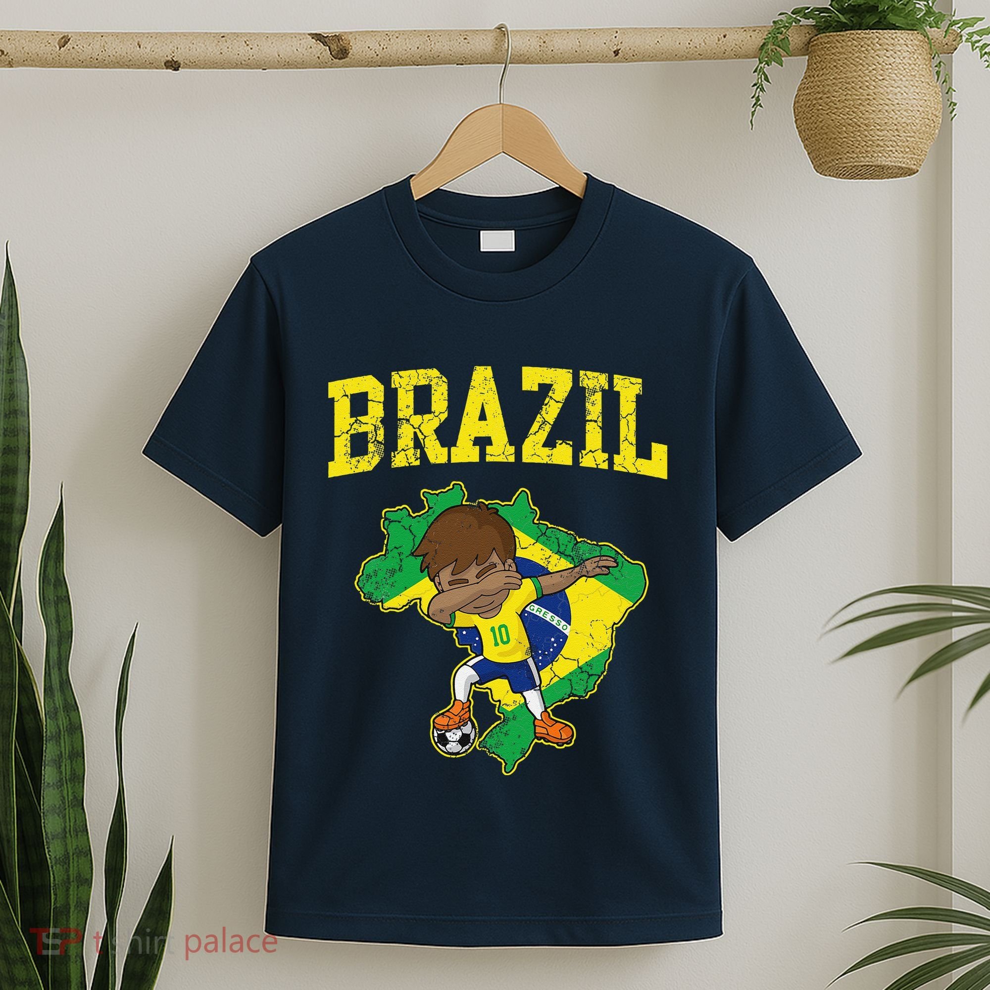 Brazil Soccer Boy Brazilian Football Dabbing T-Shirt