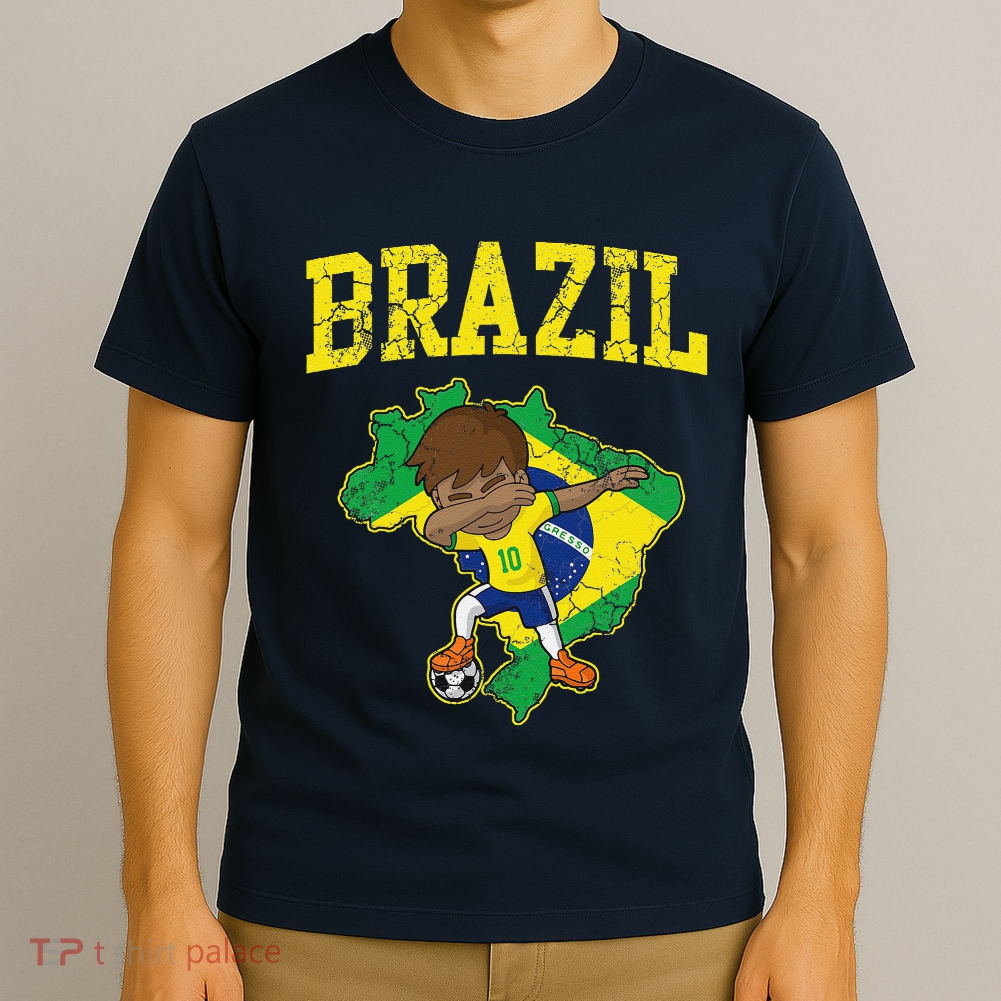 Brazil Soccer Boy Brazilian Football Dabbing T-Shirt