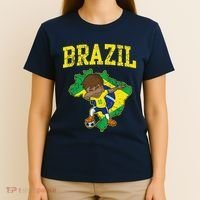 Brazil Soccer Boy Brazilian Football Dabbing T-Shirt thumb 4