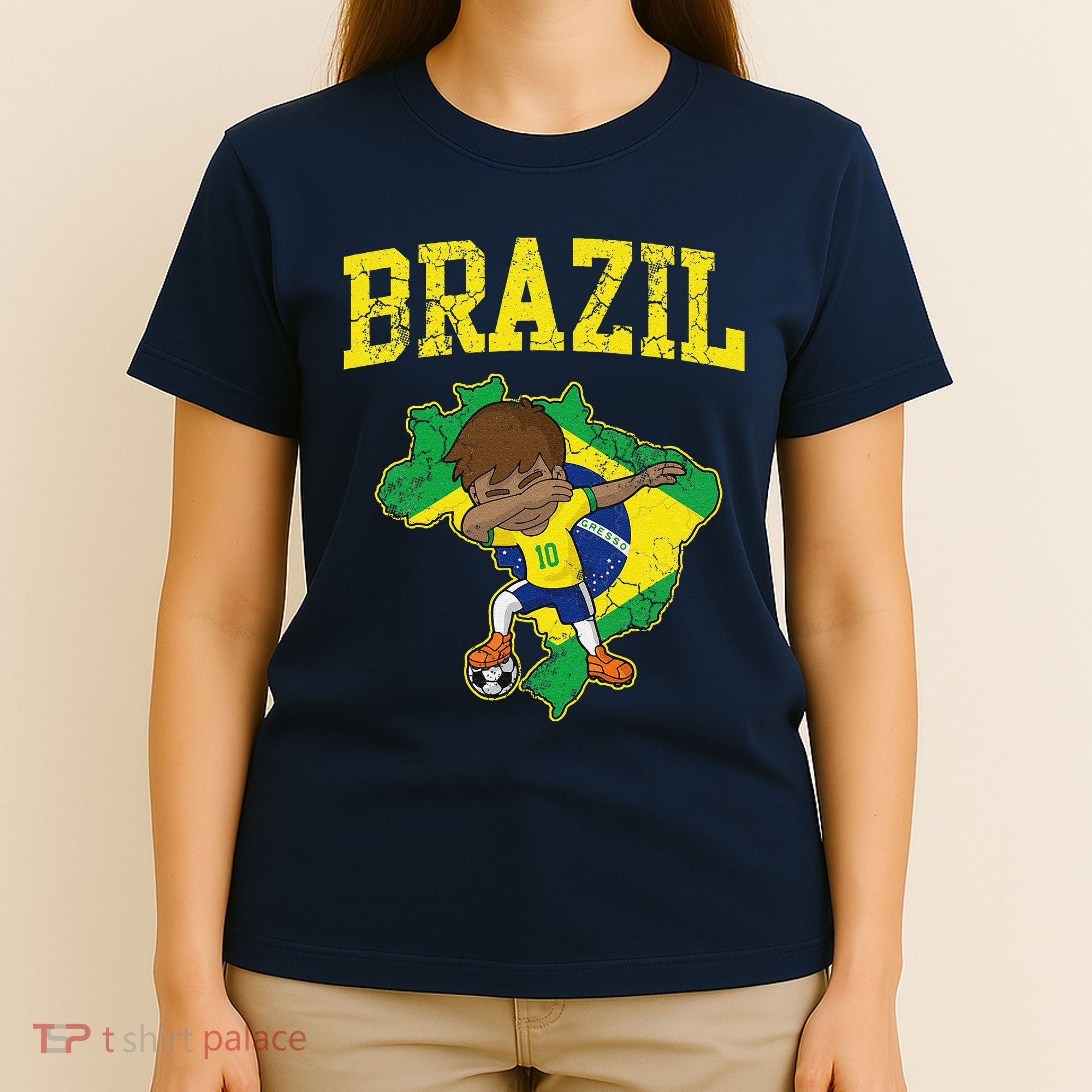 Brazil Soccer Boy Brazilian Football Dabbing T-Shirt