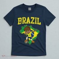 Brazil Soccer Boy Brazilian Football Dabbing T-Shirt thumb 5