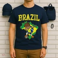Brazil Soccer Boy Brazilian Football Dabbing T-Shirt thumb 6