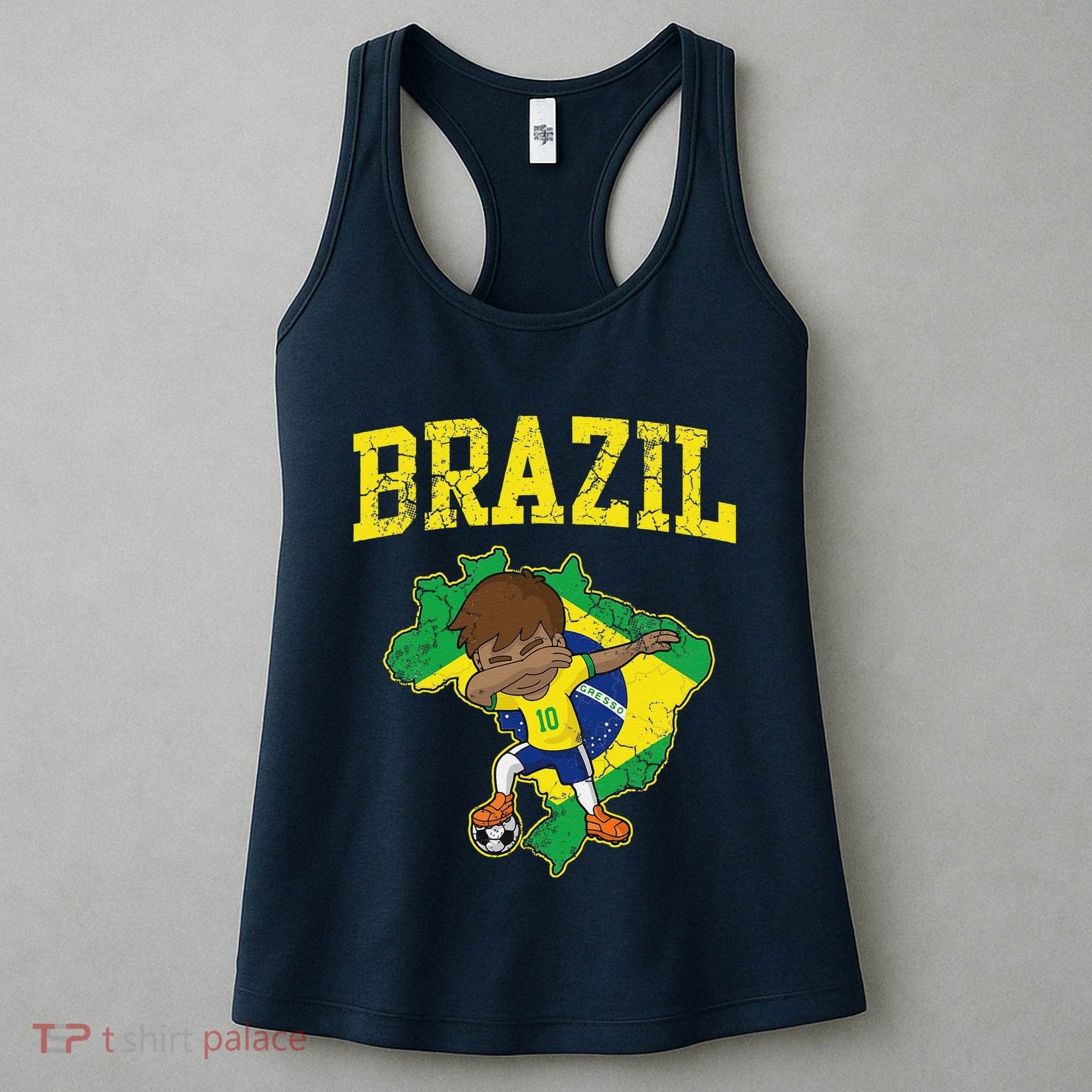 Brazil Soccer Boy Brazilian Football Dabbing Women's Tank Top