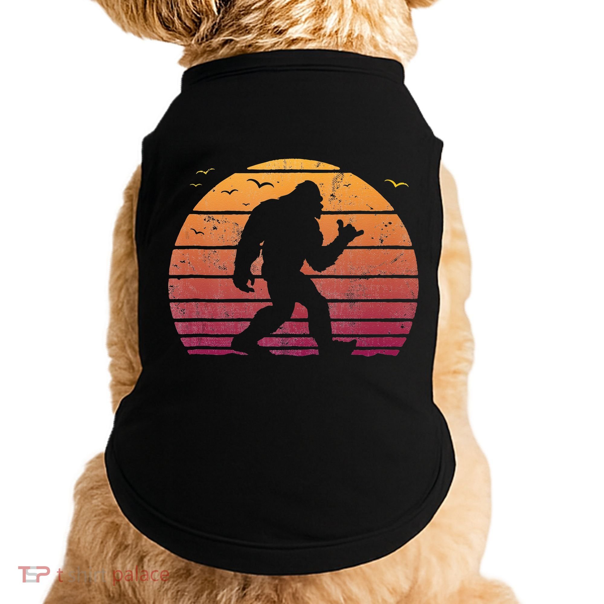 Bigfoot Surfing Beach Vacation Retro Surfboard Surf Shaka Doggie Tank