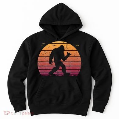 Bigfoot Surfing Beach Vacation Retro Surfboard Surf Shaka Hoodie